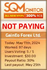 GainEo Forex Ltd. HYIP Status Button