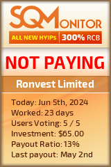 Ronvest Limited HYIP Status Button