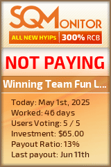 Winning Team Fun Limited. HYIP Status Button