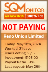 Reno Union Limited HYIP Status Button