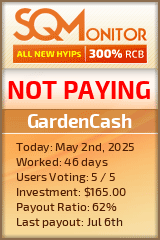 GardenCash HYIP Status Button