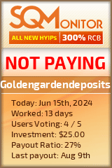 Goldengardendeposits HYIP Status Button