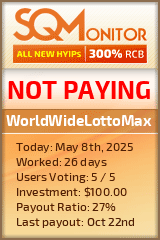 WorldWideLottoMax HYIP Status Button