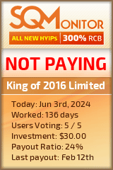 King of 2016 Limited HYIP Status Button