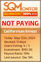 Californium Invest HYIP Status Button