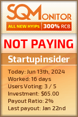 Startupinsider HYIP Status Button