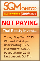 Thai Realty Investment HYIP Status Button