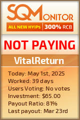 VitalReturn HYIP Status Button