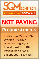 ProInvestments HYIP Status Button