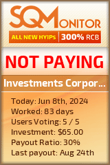 Investments Corporation Pegas HYIP Status Button