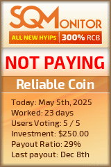 Reliable Coin HYIP Status Button