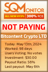 Bitcontent Crypto LTD HYIP Status Button