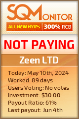 Zeen LTD HYIP Status Button