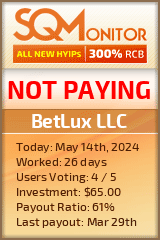 BetLux LLC HYIP Status Button