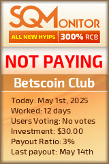 Betscoin Club HYIP Status Button