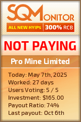 Pro Mine Limited HYIP Status Button