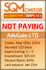 AdvGain LTD HYIP Status Button