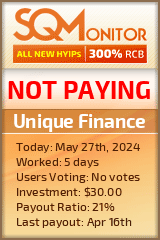 Unique Finance HYIP Status Button