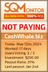 CashWhale.biz HYIP Status Button