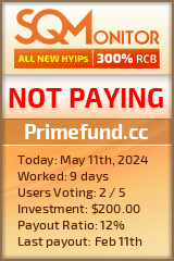 Primefund.cc HYIP Status Button