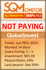 GlobalInvest HYIP Status Button
