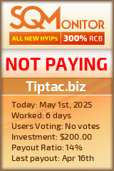 Tiptac.biz HYIP Status Button