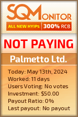 Palmetto Ltd. HYIP Status Button