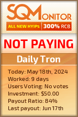 Daily Tron HYIP Status Button
