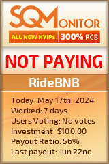 RideBNB HYIP Status Button