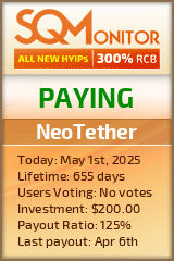 NeoTether HYIP Status Button