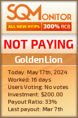 GoldenLion HYIP Status Button