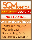 CommonSense Invest HYIP Status Button