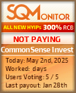 CommonSense Invest HYIP Status Button