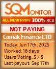 Comak Finance LTD HYIP Status Button