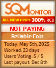 Reliable Coin HYIP Status Button