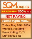 Zioxo Crypto Mining HYIP Status Button