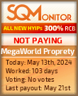 MegaWorld Proprety HYIP Status Button