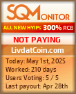 LivdatCoin.com Project Status Button