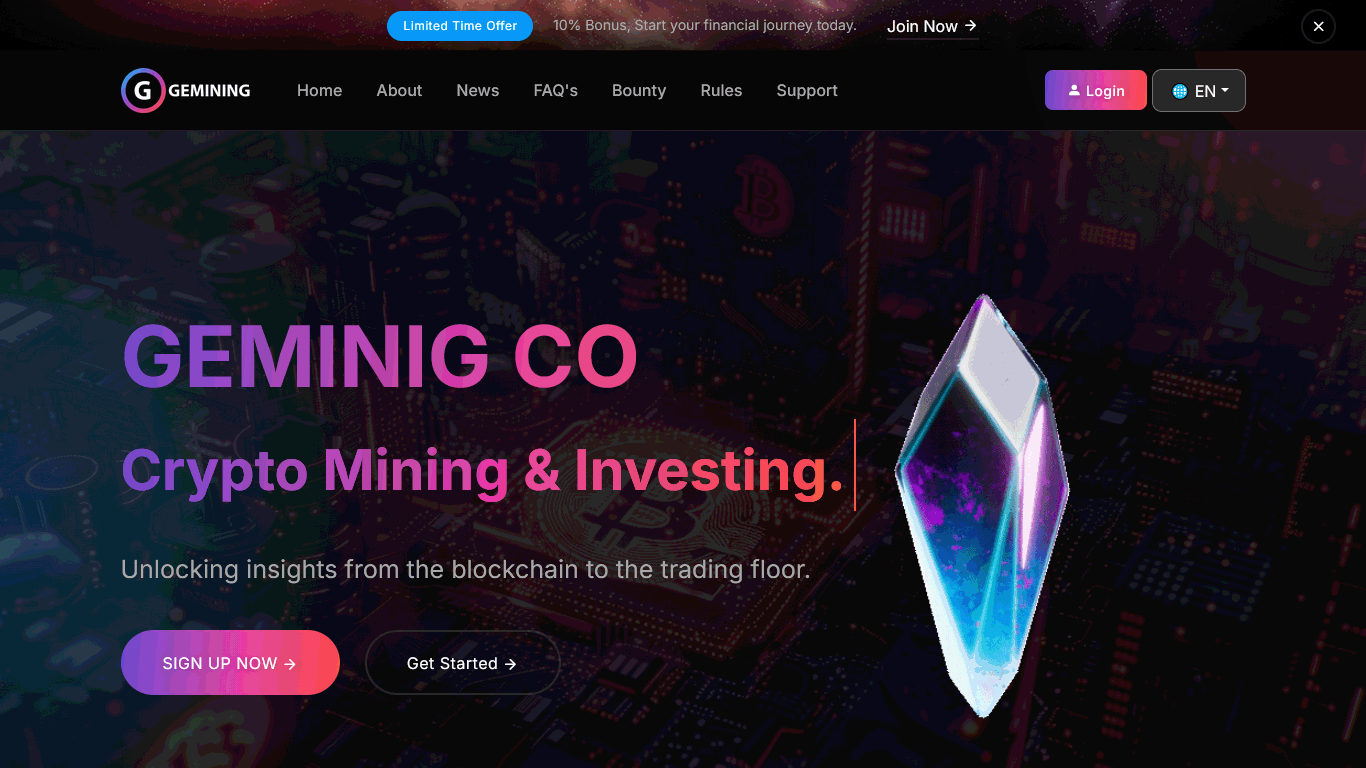 Вложить в GeminiCrypto Mining Ltd gemining.net