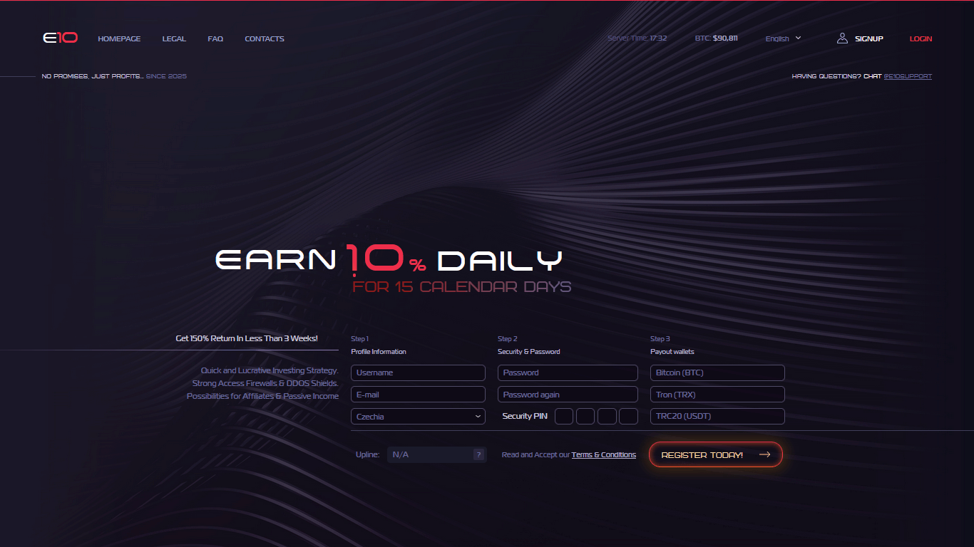 Вложить в Earn10 earn10.net