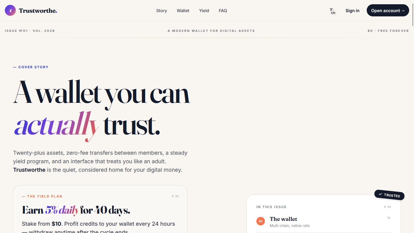 Вложить в TrustWorthe trustworthe.com