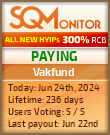 Vakfund HYIP Status Button